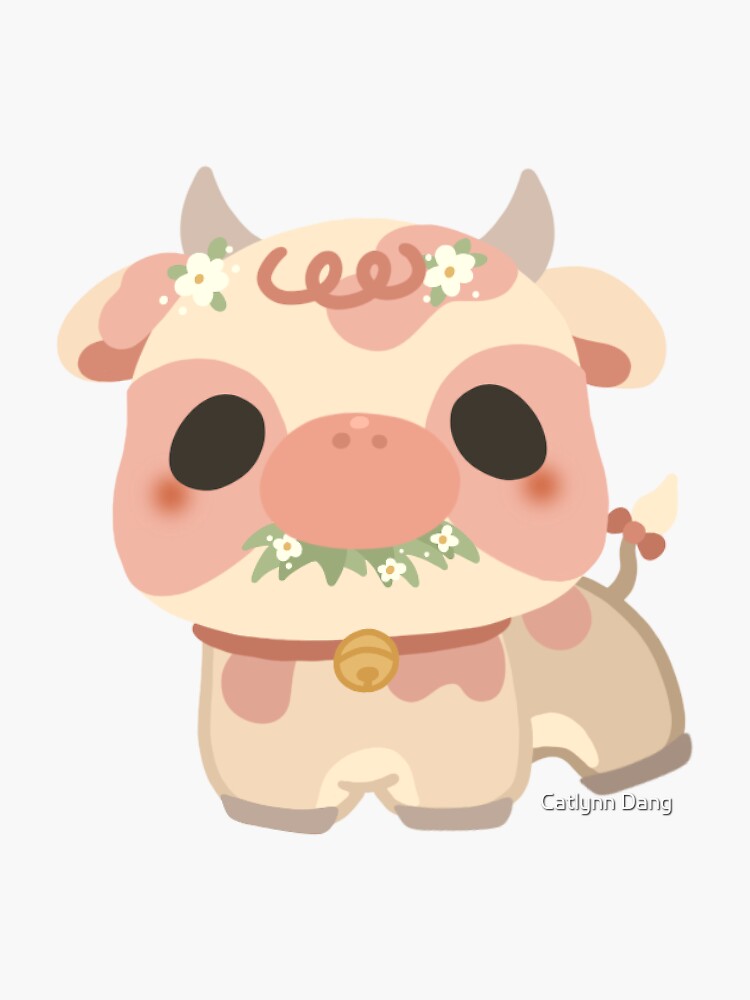 Strawberry Cow Matte Vinyl Sticker Stickers Cute Kawaii 