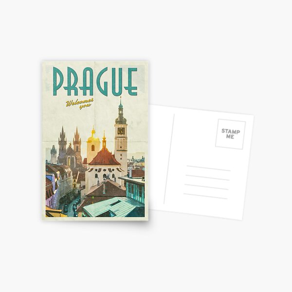 voyage vintage prague Carte postale