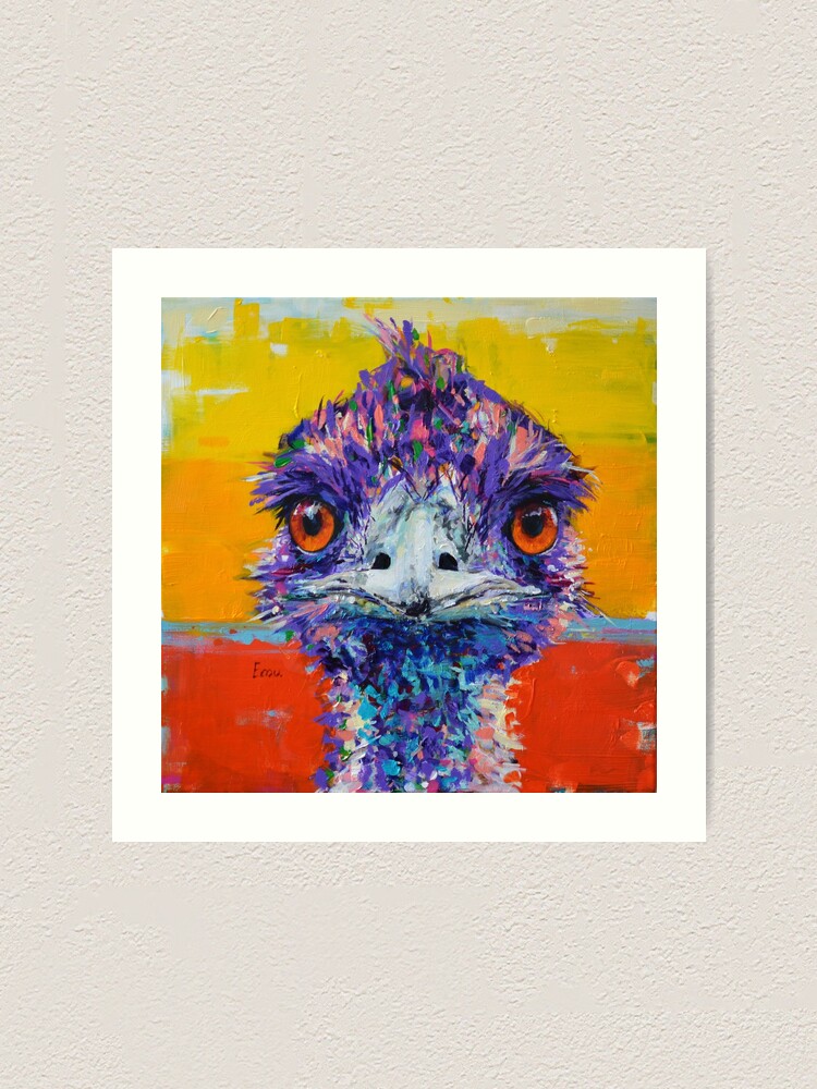 Rainbow Emu Acrylic on Canvas Artist's top Board.