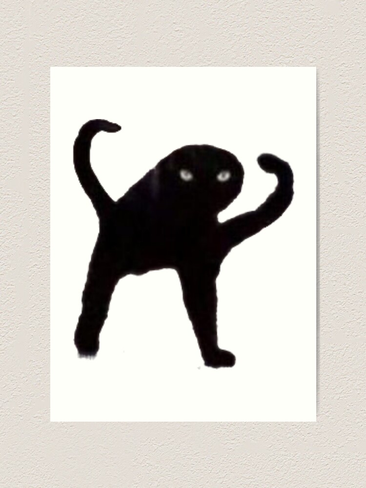 "Two legged black cat meme" Art Print for Sale by losmemes Redbubble