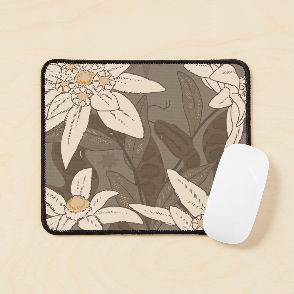Brazilian Rainbow Boa with Edelweiss Flowers Mouse Pad