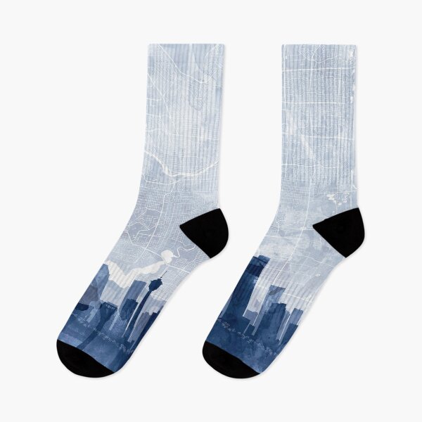 Item preview, Calgary Skyline & Map Watercolor Navy Blue, Print by Zouzounio Art designed and sold by zouzounioart.