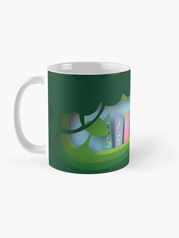 Coffee Mug, Forest and City designed and sold by HaPi88