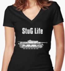 StuG Life - Military History Visualized (Vertical Version) Women's Fitted V-Neck T-Shirt