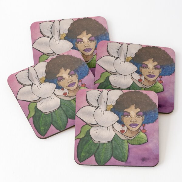 Item preview, Black Women and flowers series. Emerging Beauty Magnolia designed and sold by Art-indulgence.