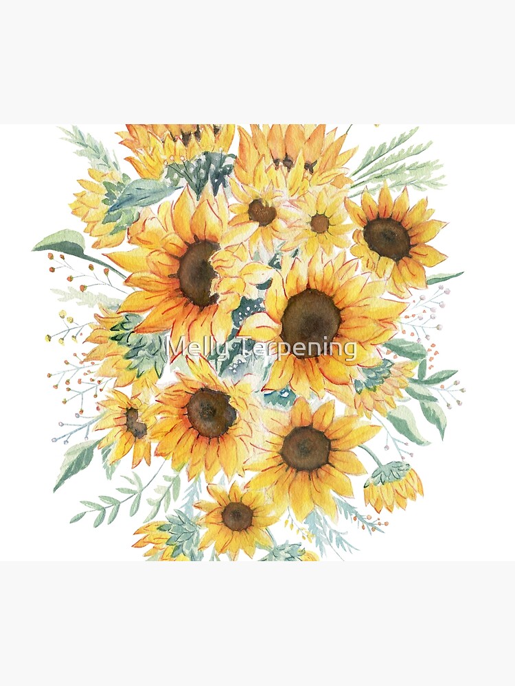 Disover Loose Watercolor Sunflowers Shower Curtain