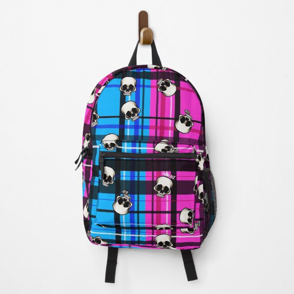 Item preview, Pink and Blue Skeleton Split Plaid designed and sold by JanGrackle.
