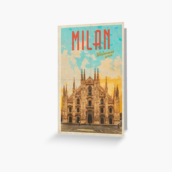milan italy vintage travel poster Greeting Card