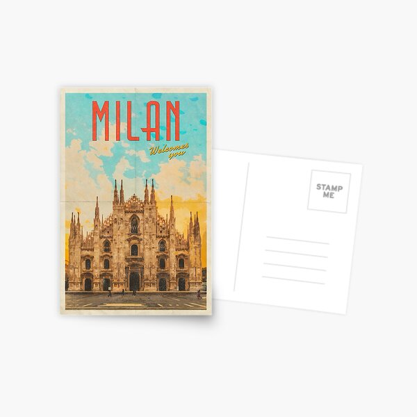 affiche de voyage vintage milan italie Carte postale