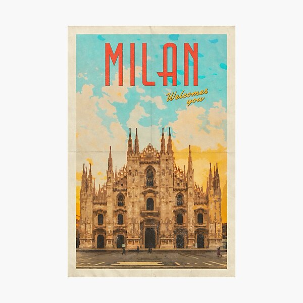 milan italy vintage travel poster Photographic Print