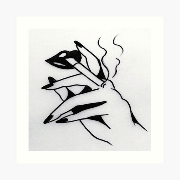 "Smoking Lips" Art Print by grizzlybearzz Redbubble