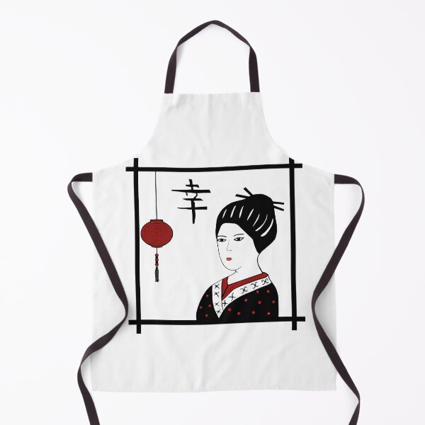 Item preview, Japanese geisha girl with Happiness symbol designed and sold by KaisPrints.