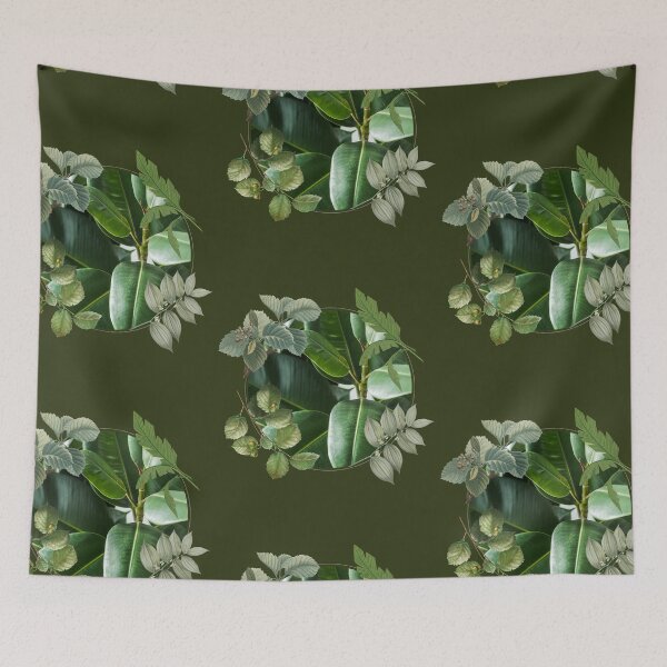 Item preview, House Plants In Circle Framed By Leaves Design designed and sold by EarthArtDesigns.