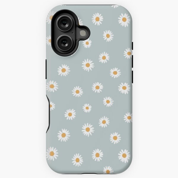 Aperçu de l'œuvre Sketchy White Daisy Flowers sur Pastel Blue par Erin Kendal créée et vendue par Erin Kendal.