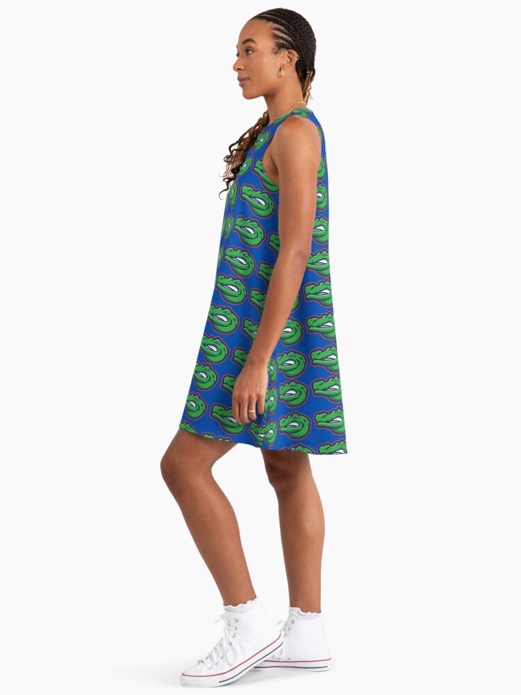 Gator Head blue Background Pattern A-Line Dress