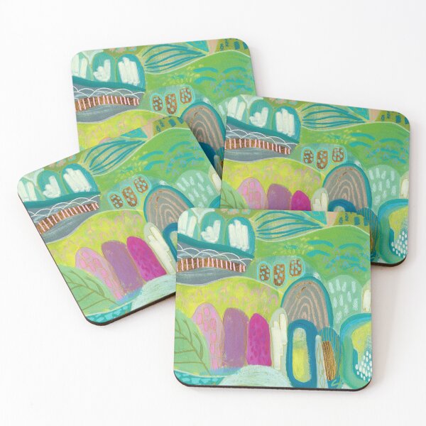 Item preview, Green Blue Abstract Village designed and sold by Suzanne Allard Design.