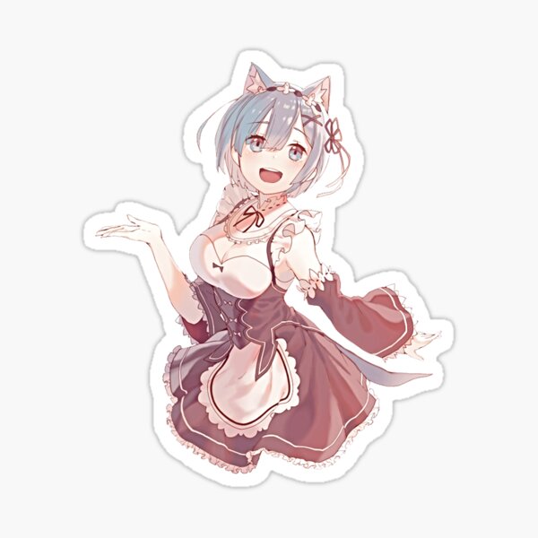 Anime Neko Maid Girl Rem Re Zero Sticker For Sale By MapleDecora Redbubble