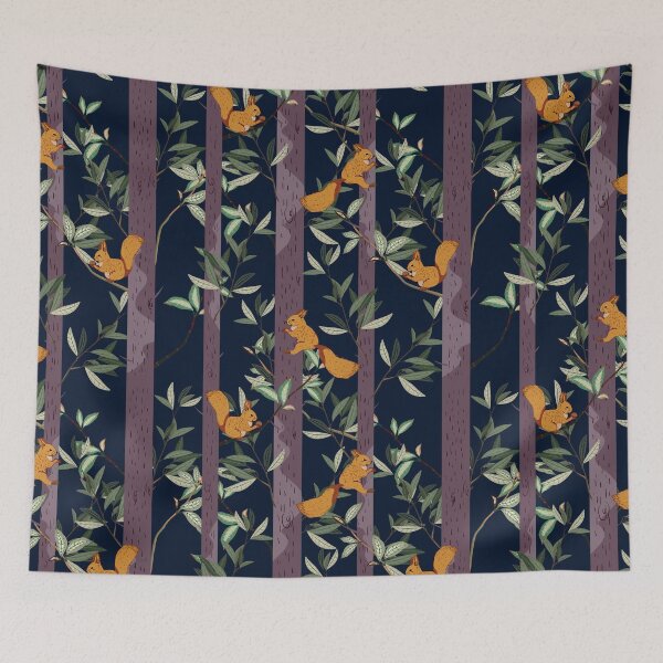 Item preview, Red squirrels on forest trees designed and sold by MobertsonArt.