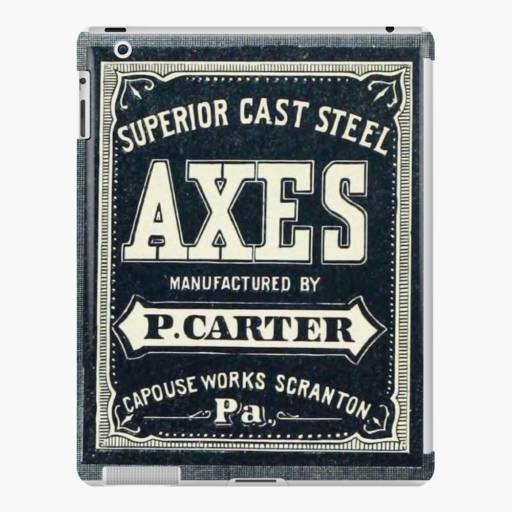 "P. Carter Axes label, Axe label, Axe logo, Scranton, PA" iPad Case