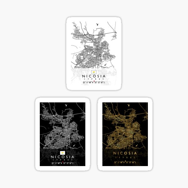 "NICOSIA MAP CYPRUS Sticker Pack" Sticker for Sale by hatimelhag Redbubble