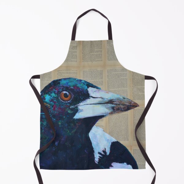Item preview, 'Bird from the Bush.' Painting of Magpie on collage of vintage book pages. designed and sold by Cat Leonard.