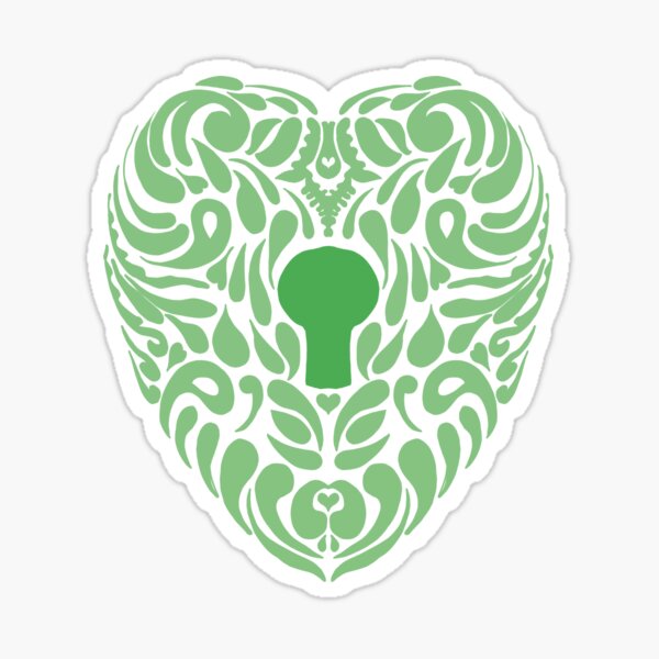 Green love heart lock Sticker
