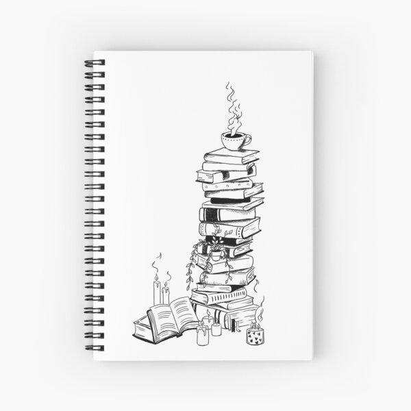 Cute Little Girl Standing on Stack of Books Pencil Drawing Spiral Notebook  for Sale by Joyce Geleynse