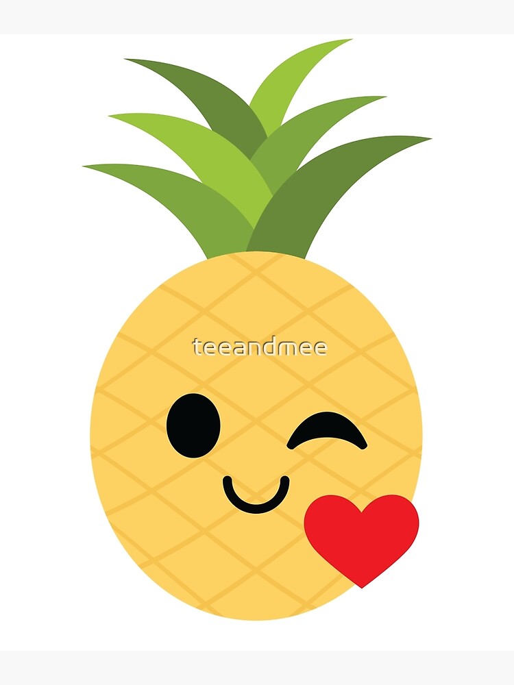 "Pineapple Emoji Flirt and Blow Kiss" Art Print by teeandmee Redbubble