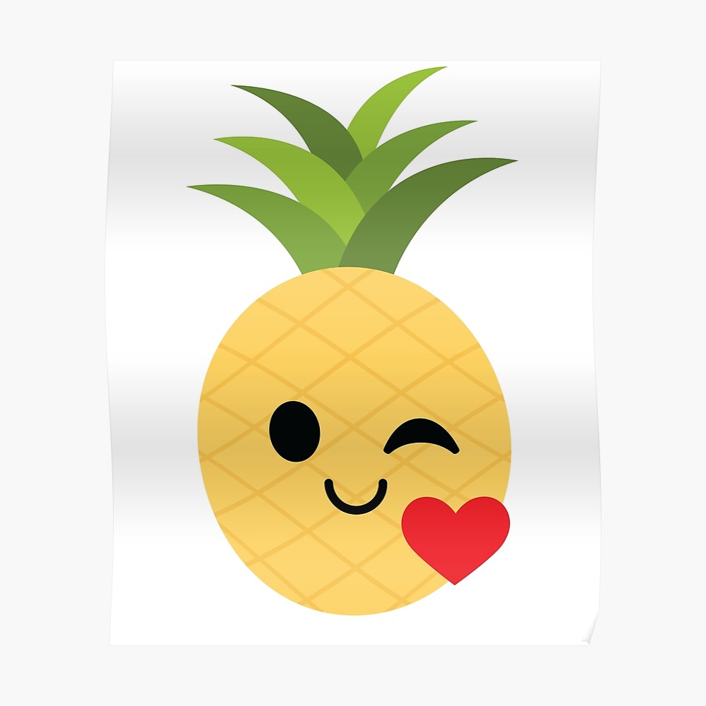 "Pineapple Emoji Flirt and Blow Kiss" Poster by teeandmee Redbubble