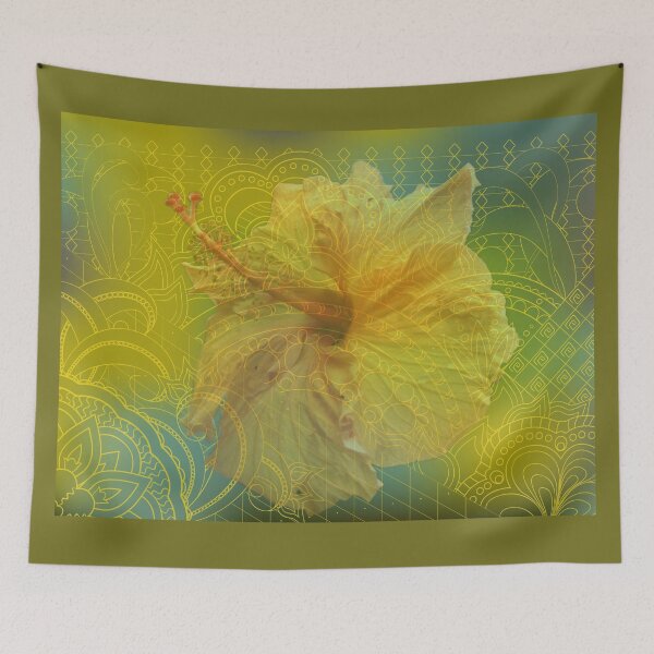 Item preview, yellow zen pattern hibiscus designed and sold by AlinNova.