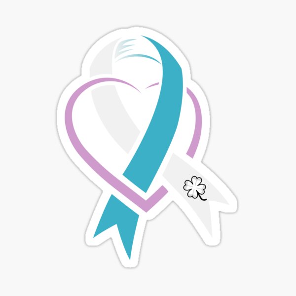 TB Cervical Cancer awareness Ribbon with heart Sticker
