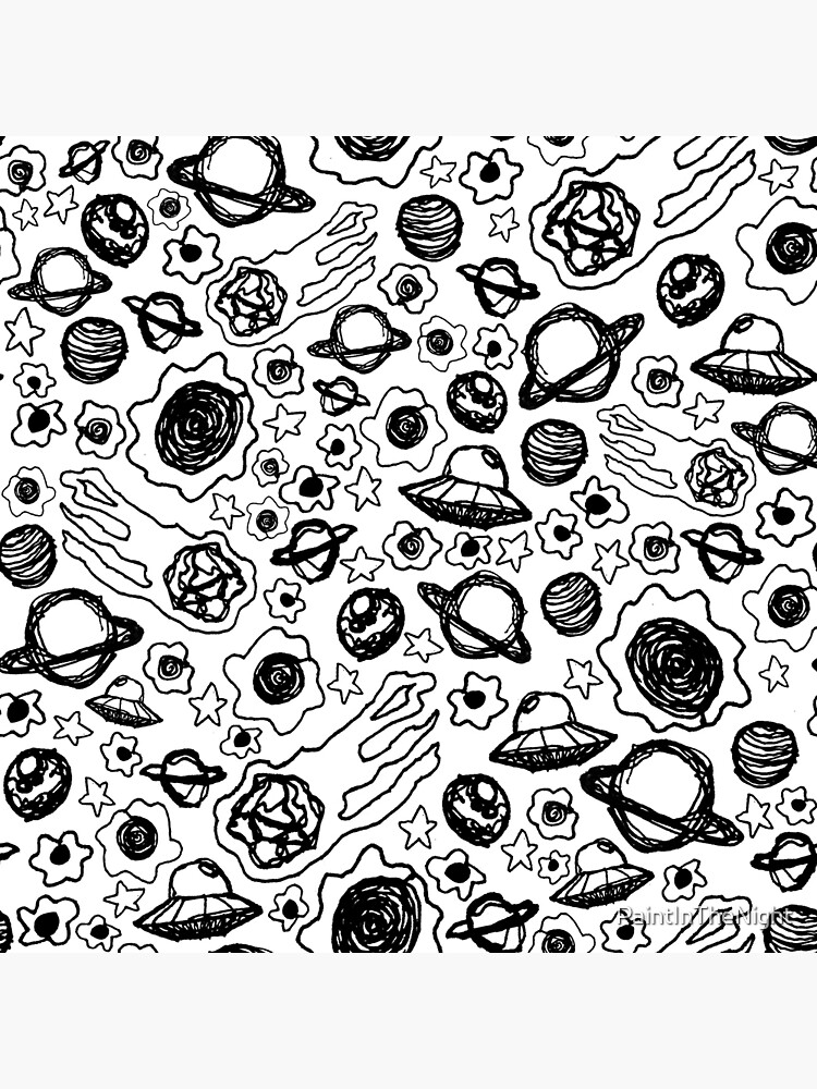 Space Doodles - Black and White | Art Board Print