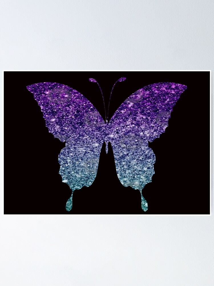 Teal And Purple Ombre Faux Glitter Butterfly Poster For Sale By Felicity K Redbubble 8035