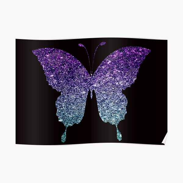 Teal And Purple Ombre Faux Glitter Butterfly Poster For Sale By Felicity K Redbubble 6522