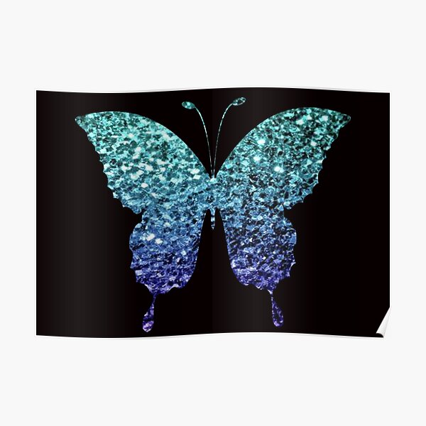 Teal And Blue Ombre Faux Glitter Butterfly Poster For Sale By Felicity K Redbubble 4410