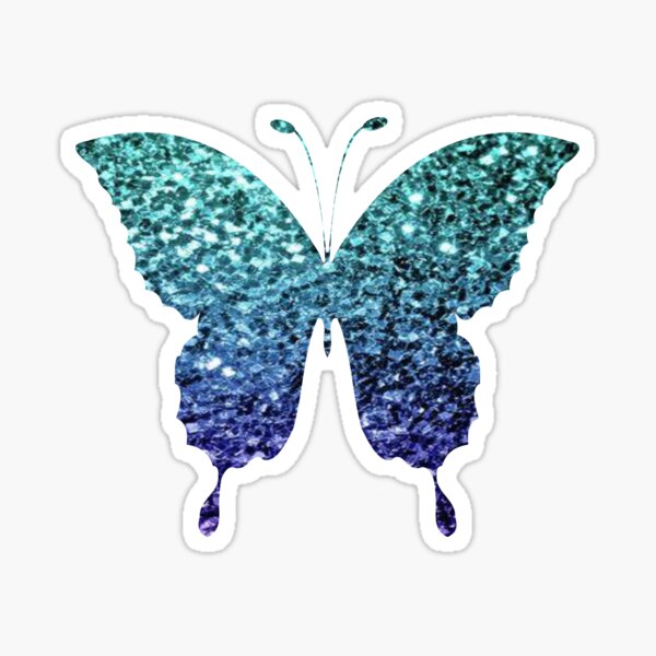 Teal And Blue Ombre Faux Glitter Butterfly Sticker For Sale By Felicity K Redbubble 7240