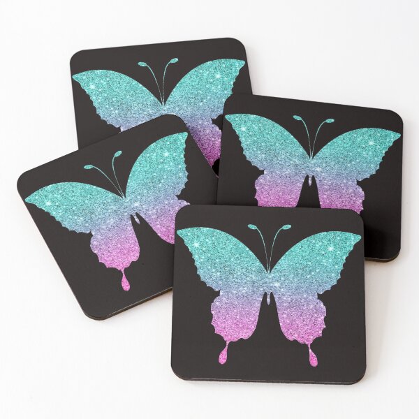 Item preview, Mariposa de purpurina sintética Ombre rosa brillante y verde azulado designed and sold by Felicity-K.