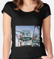 Lobster Pots at Lyme Dorset UK Women's Fitted Scoop T-Shirt
