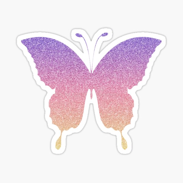 Pastel Sunrise Ombre Faux Glitter Butterfly Sticker For Sale By Felicity K Redbubble 9579