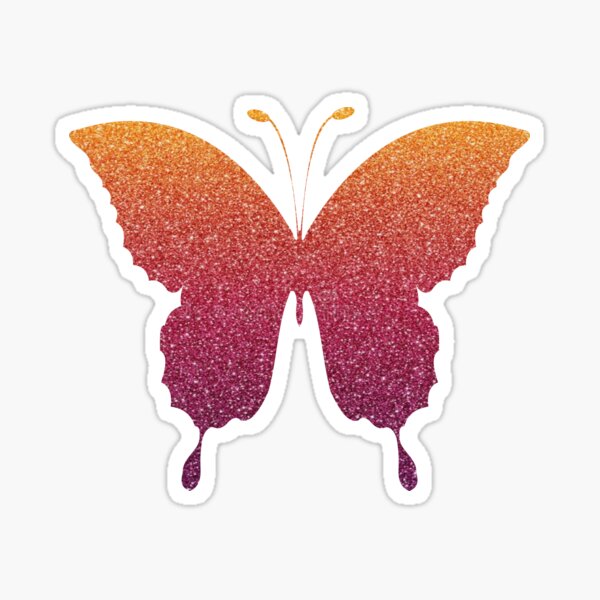 Red Orange Ombre Faux Glitter Butterfly Sticker For Sale By Felicity K Redbubble 9994