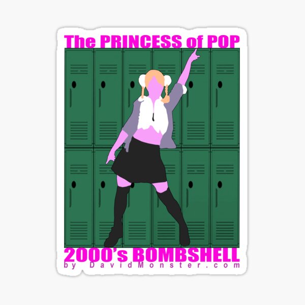 Pop Princess Blonde Bombshell Silhouette against Highschool Lockers Background. Sticker