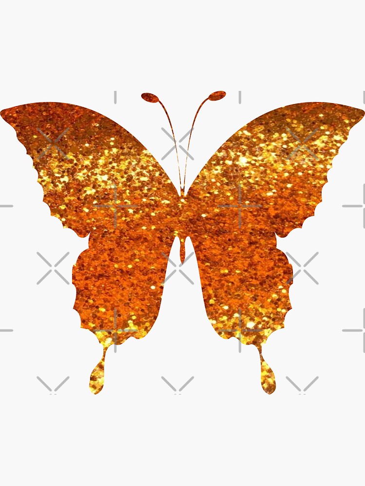 Orange Ombre Faux Glitter Butterfly Sticker For Sale By Felicity K Redbubble 4427