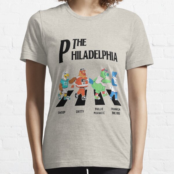 Vista previa del artículo con la obra «Camiseta de Halloween del equipo de Filadelfia Swoop Gritty Phillie Phanatic Franklin The Dog Road», diseñado y vendido por LexusLeschJr.
