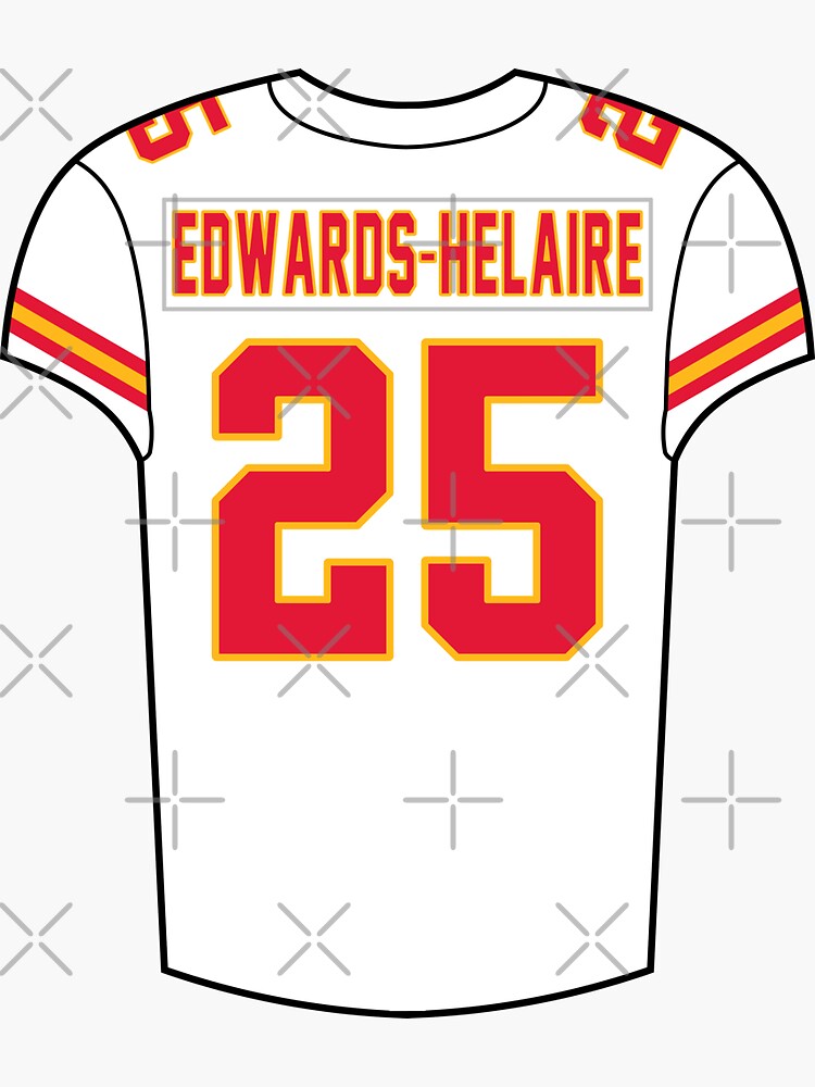 Clyde Edwards-Helaire Away Jersey Sticker for Sale by designsheaven