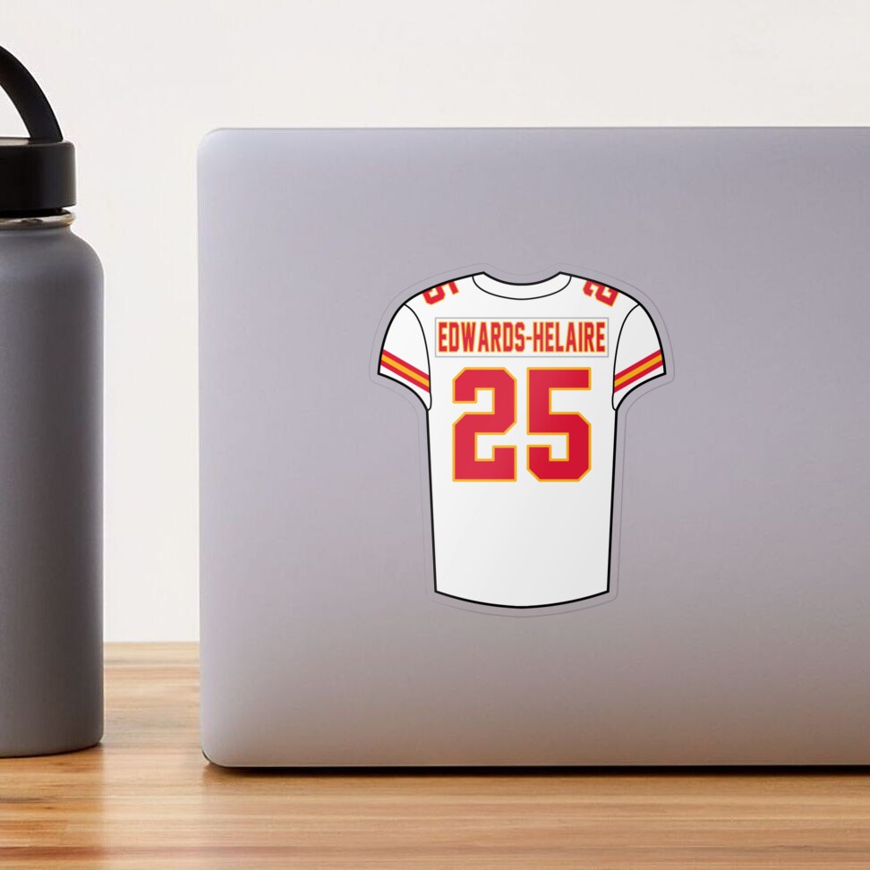 Clyde Edwards-Helaire Away Jersey Sticker for Sale by designsheaven