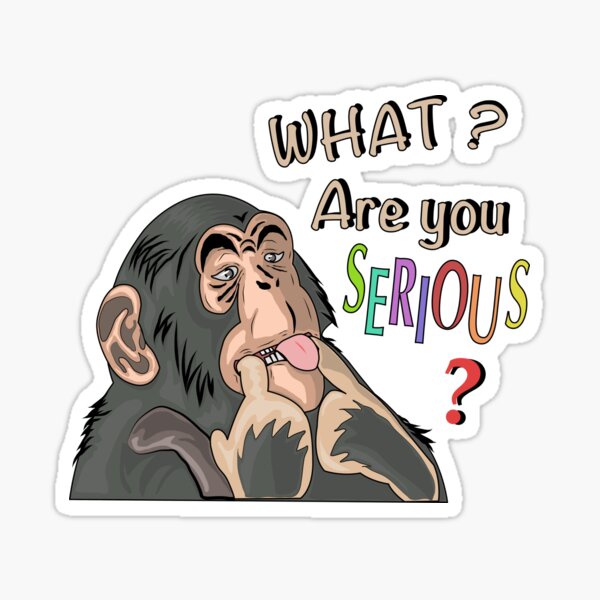 A monkey that is up to the tongue with a word Sticker