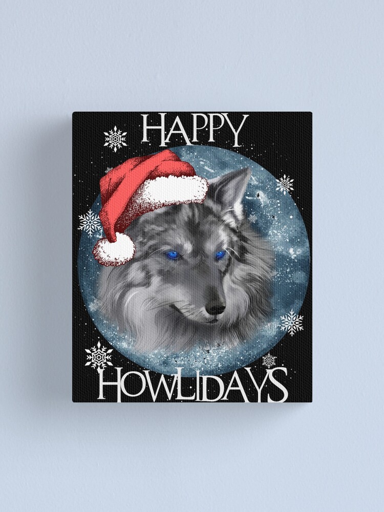Blue-eyed Grey Wolf Christmas Santa Hat