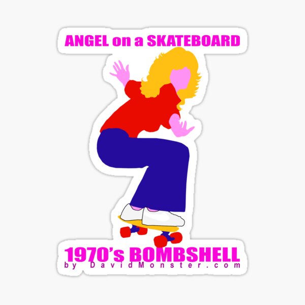 Angel On A Skateboard - 1970's Blonde Bombshell Silhouette Sticker
