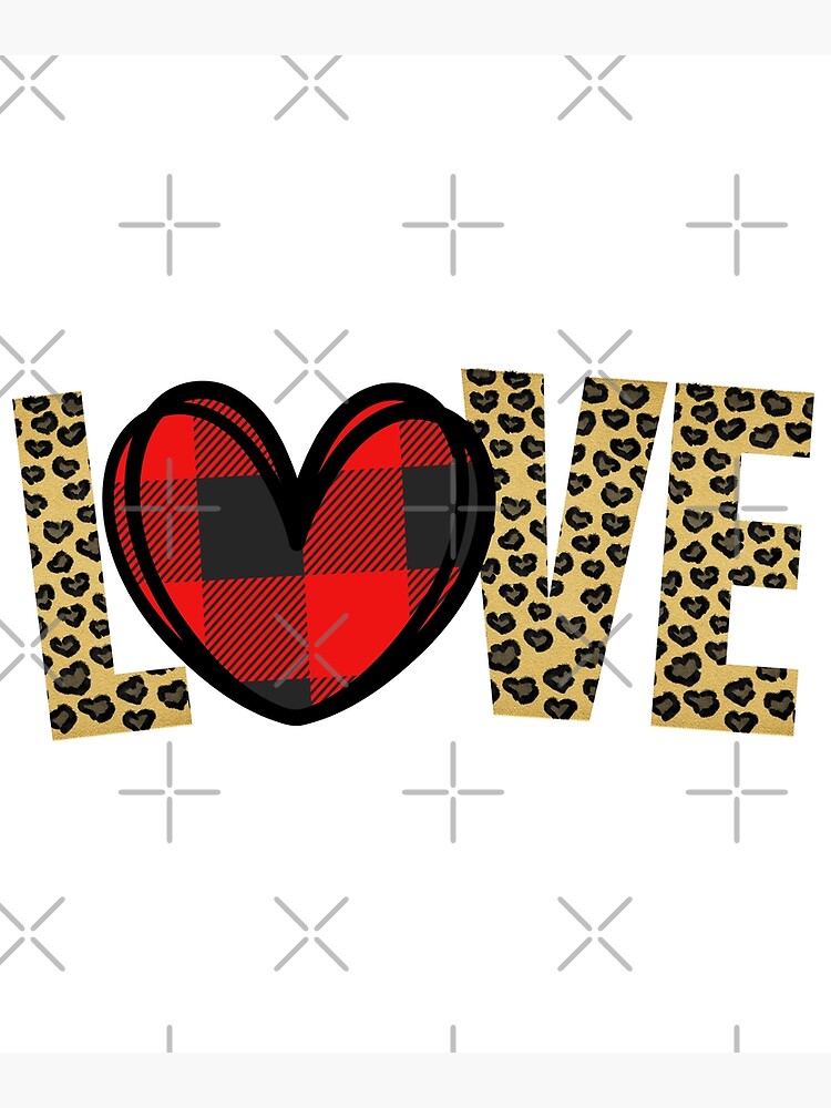 Funny Leopard And Buffalo Plaid Printed Love Heart Gifts T-Shirt Funny Leopard And Buffalo Plaid Printed Love Heart Gifts T-Shirt