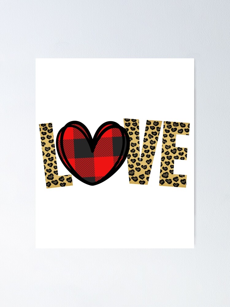 Funny Leopard And Buffalo Plaid Printed Love Heart Gifts T-Shirt Funny Leopard And Buffalo Plaid Printed Love Heart Gifts T-Shirt